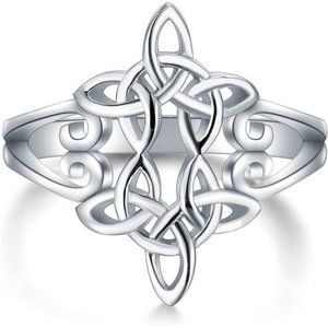 Celtic Knot Heart Cross Ring - 925 Sterling Silver